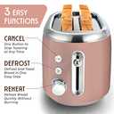 MELLERHOME Retro Toaster 2 Slice, 7 Browning Levels, 3 Functions (Reheat, Defrost, Cancel), Removable Crumb Tray, Under Base Cord Storage, Pink Kitchen Accessories Dcor