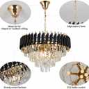 Modern Crystal Chandelier, 9-Light Black and Gold Round Pendant Light Fixture, 23.6" Luxury Hanging Ceiling Light for Dining Room, Living Room, Kitchen Island, Bedroom, Entryway, E12 Base, one size