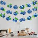 Blueberry Party Banners 3Pcs Berry Sweet Birthday Decorations Blueberry Cutout Banners Pre-Strung Berry Themed Baby Shower Decorations for Boys Girls Summer Fruit Birthday Party Supplies