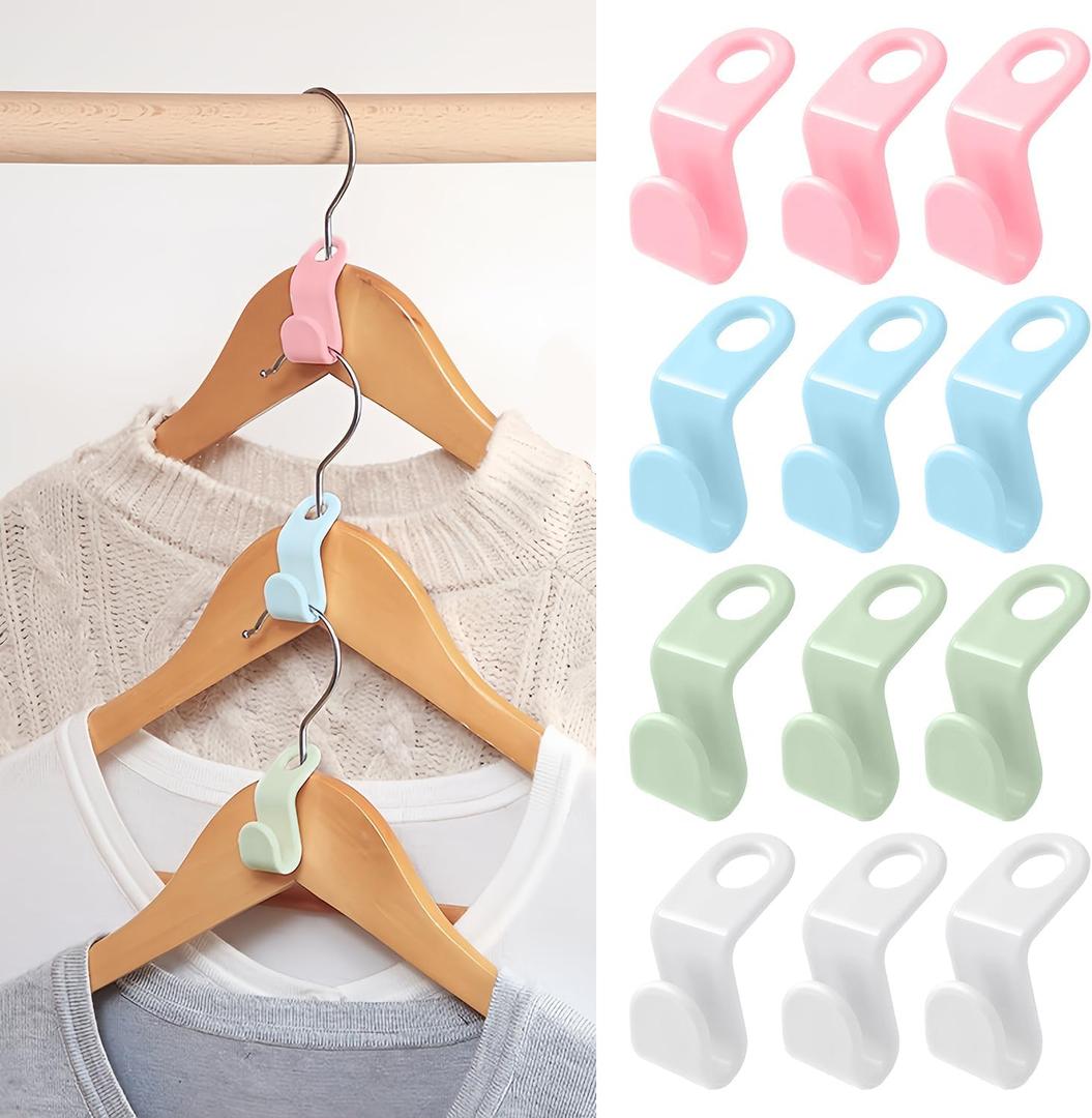 100 PCS Space Saving Hanger - Space Saver Clothes Hanger Connector with Stacking Hooks and Heavy Duty Cascading Connection