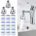 3 Pcs Sink Water Filter Faucet and 18 Filters Elements Set 360 Rotating Bathroom Sink Faucet Filter Removes Chlorine Fluoride Hard Water for Home Kitchen & Bathroom