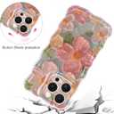 Jusy Case for iPhone 11 Pro Max, Colorful Retro Oil Painting Printed Flower Laser Blue Glossy Pattern Cute Curly Wave Phone Case Soft TPU Cover for Girly Women -Green (Green Without Bracelet)