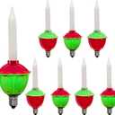 Romasaty 8 Pack Christmas Bubble Lights Replacement Bulbs, Vintage Christmas LED Bubble Lights Replacement Bulbs with Red Green Bases for Xmas Tree Decor, 0.6 Watts, C7/E12 Candelabra Base