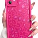 KANGHAR Case for iPhone 12 Leopard Printed Pattern Cute Cheetah Phone Case Soft TPU Shockproof Protective Cover for iPhone 12 6.1 Inch Hot Pink