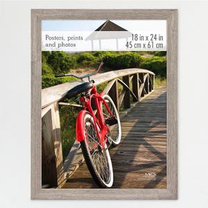 MCS Museum Poster Frame 18x24 Barnwood, Vertical & Horizontal Wall Hanging Large Picture Frame for Photos, Posters & Art Prints (1-Pack)