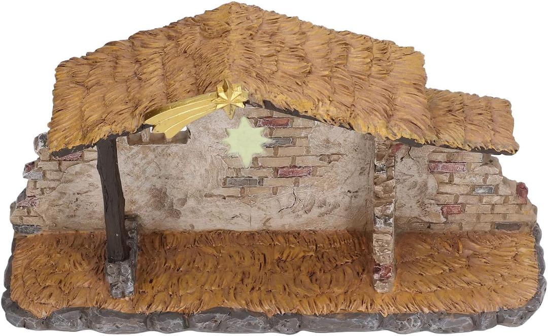 Christmas Manger Shed Statue, Fine Vivid Details Nativity Scene for Holiday