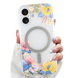 LSL Magnetic Case for iPhone 16 Cute Flower Pattern - Yellow