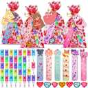 24 Pack Valentines Day Classroom Exchange Gift for Kids with Stationery Set Assorted Valentines Day Cards for Kids School Valentines Party Favors for Class with Goodie Bag and Pencils, Erasers, Rulers