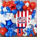 107 Pcs Red White and Blue Balloon Arch Kit, 16-Inch USA Foil Letters and Confetti Latex Balloons Garland for 4th of July Patriotic Baseball Theme Party Decorations