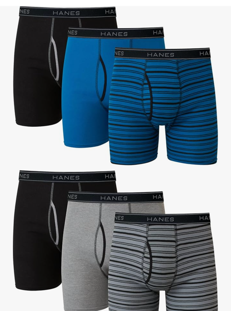 Hanes mens Underwear Boxer Briefs Pack, Cool & Breathable Cotton Moisture-wicking Underwear for Men, No Ride Up,M