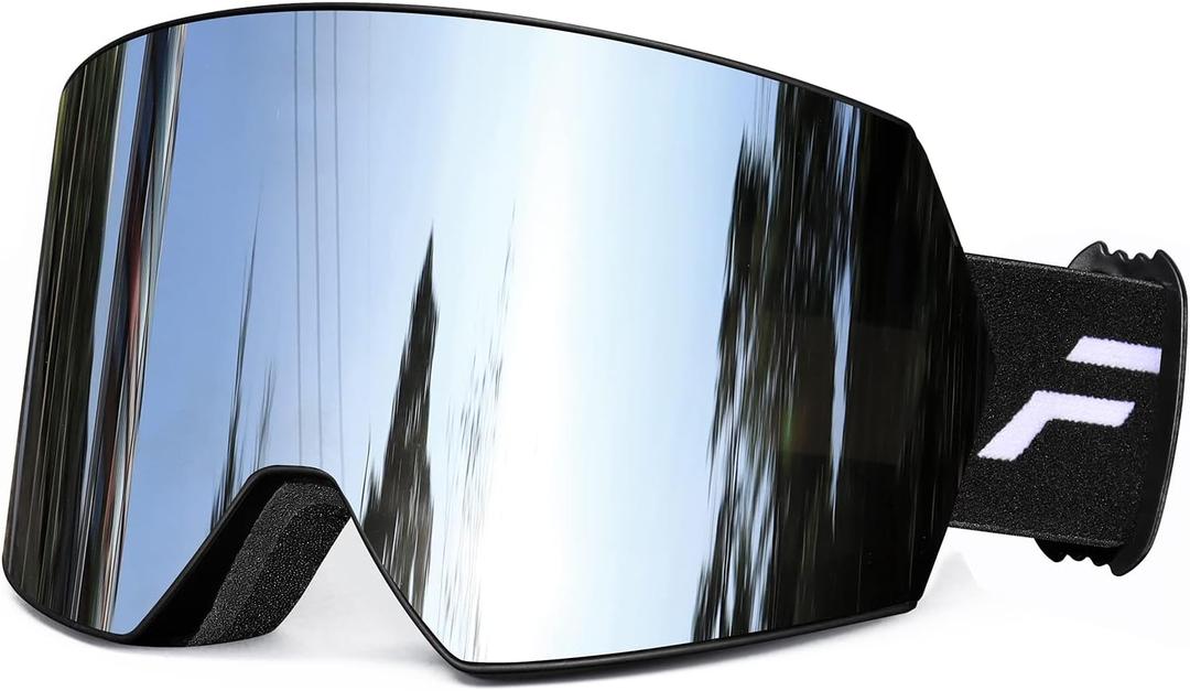 FMY Ski Goggles for Men Women & Youth - Anti Fog UV400 Protection Snowboard Snow Skiing Goggles for Adult (Silver & Black Frame)