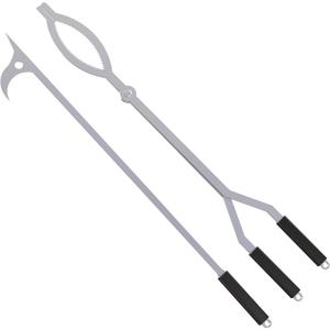 40" Fire Tongs Firewood Grabbers and Fire Poker Set, Stainless Steel Large Log Grabbers for Outdoor Fireset Fire Pit Bonfire Campfire Backyard Deck Indoor Fireplace Tools Set