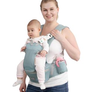 Baby Carrier with Hip Seat for Newborn to Toddler, 6-in-1 Ergonomic Infant Carrier for 0-36 Month Baby, All Positions Soft Breathable Mesh Wrap Carrier with Waist Stool, Easily Adjustable Baby Holder (Green)