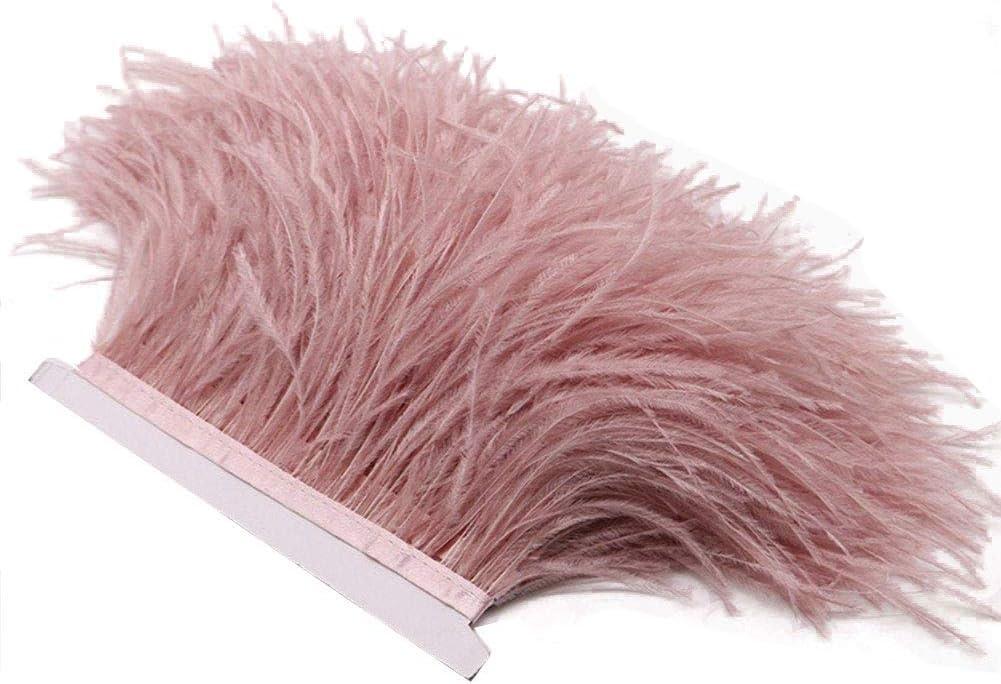 YEQIN 2 Yards Natural & Soft Ostrich Feathers Fringe Trims Ribbon - Used for Dress, Sewing Decoration, Craft Clothing, Boots, Wedding Decoration, DIY, Etc (mistyrose)