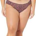 Amazon Essentials Women's Side Tab Bikini Swimsuit Bottom (Large, Brick Red Leopard)