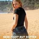 BAMBOO COOL Women's Skin-Tight Soft T-Shirts Short Sleeve Slim Fit Tops for Women Cute Basic Tees (Large, Black)