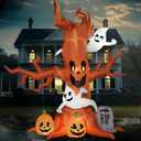Joiedomi 8 FT Halloween Inflatable Scary Tree with Ghost Decorations, Pumpkin and Tombstone, Blow Up Inflatables with Build-in LEDs for Halloween Party Indoor, Outdoor, Yard, Garden, Lawn Decorations