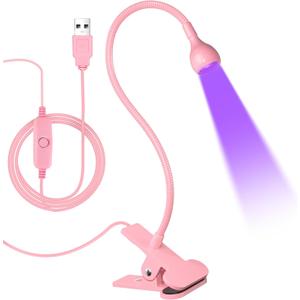 AORAEM LED Nail Lamps 3W Flexible Gooseneck Lamp Quicky Dry Nail Manicure Dryer Gel Polish Curing Light Plug Play Portable Flash Cure Light for Gel Nails Home DIY Professional Nail Tools Pink (Small)