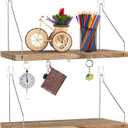 ERTIUANIO 2 Pack Cubicle Wall Shelf with Hooks - 11.8" Wood Organizer for Fabric Cubicle Walls, Hanging Desk Accessories & Decor for Women & Men, Workstation Storage