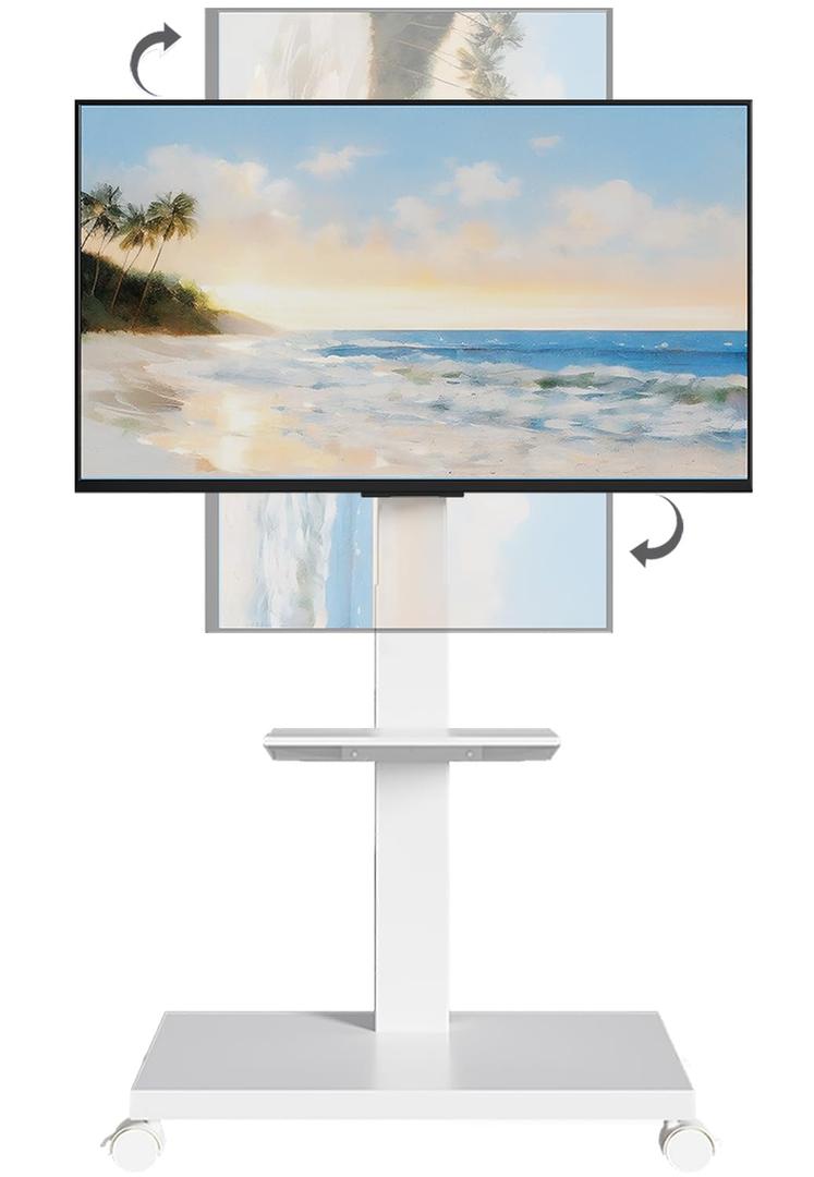 Neothm Rolling TV Stand with Tilt, Swivel Mobile TV Cart with Wheels for 32-75 Inch LCD, LED Flat/Curved TVs up to 110 lbs, Height Adjustable Outdoor TV Stand with Laptop Shelf, Max VESA 600x400mm