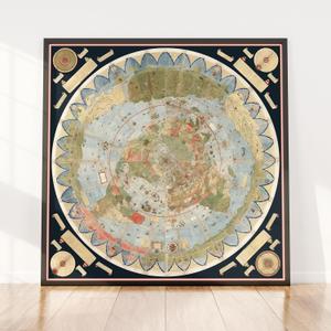 Historic Map - Map of the World, 1587, Urbano Monte - Vintage Wall Art 24in x 24in (24L" x 24W")