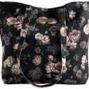 Maison d' Hermine Canvas Tote Bag for Women Cotton Canvas Reusable Shoulder Grocery Bags Handle Travel Mothers day Gifts (05 - Moody Florals)