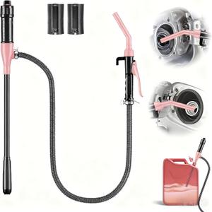 Electric Fuel Transfer Pump, 3GPM Portable Fluid Transfer Siphon Pump with Oil Pipeline, Battery Gas Pumps with Adjustable Flow Control Nozzle for Car/RV(Pink)