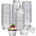 Aluminum Foil Baking Cups, 200 Pack Disposable 3 Oz Ramekins Aluminum Cupcake Muffin Liners Silver Foil Baking Cups for Egg Tart, Baking, Cupcake, Pudding, Appetize