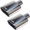Set of 2 Square Exhaust Tip 2.5" Inlet 3" x 5.5" Outlet 9" Long Chrome Stainless Steel Polished Diesel Pipe Weld-On