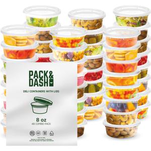 48 Set Deli Container with Lids 8oz - Perfect for Food Prep Containers, Plastic Meal Box, and Meal Prep Kit - Durable and Reusable