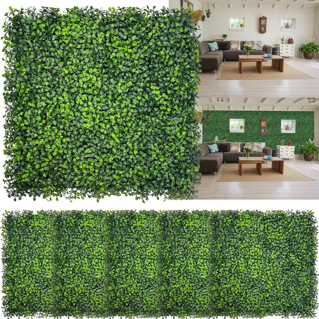 Artificial Boxwood Panels,20"x 20"(16P) UV-Anti Faux Grass Panels for Interior Wall, Greenery Backdrop,Garden and Indoor Outdoor Plant Wall&Fence Covering Privacy for Backyard Decor
