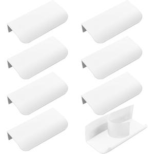 MOROBOR 8 Pack Finger Edge Pull, Self-Stick Instant Cabinet Drawer Pulls Concealed Drawer Pulls Modern Style Drawer Handle for Cabinet Hardware Drawer Wardrobe, 80mm/White