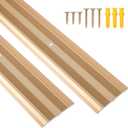 2 Pack Aluminum Floor Transition Strip, 0.1"H Flat Metal Door Threshold for Vinyl Wood Tile Carpet Concrete Flooring Gaps, Doorway Protector and Decor, Size 36"L x 2.4"W (Gold)