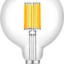 CRLight 12W Dimmable LED Large Globe Bulb 100W Equivalent 1000LM, 3000K Soft White, G40 Replacement E26 Base Antique Edison G125 5 Inch Large Clear LED Filament Light Bulbs, Smooth Dimming Version
