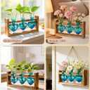 Nacome Plant Terrarium Propagation Stations: Mothers Day Gifts for Mom Plant Lovers Women Wife Daughter - 3 Bulb Glass Vases with Wooden Stand Tabletop for Hydroponics Home Garden Decor