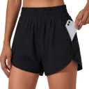 BMJL Women's Running Shorts Elastic High Waisted with Pockets, 2.5" Sporty Workout Quick Dry Athletic Shorts, S