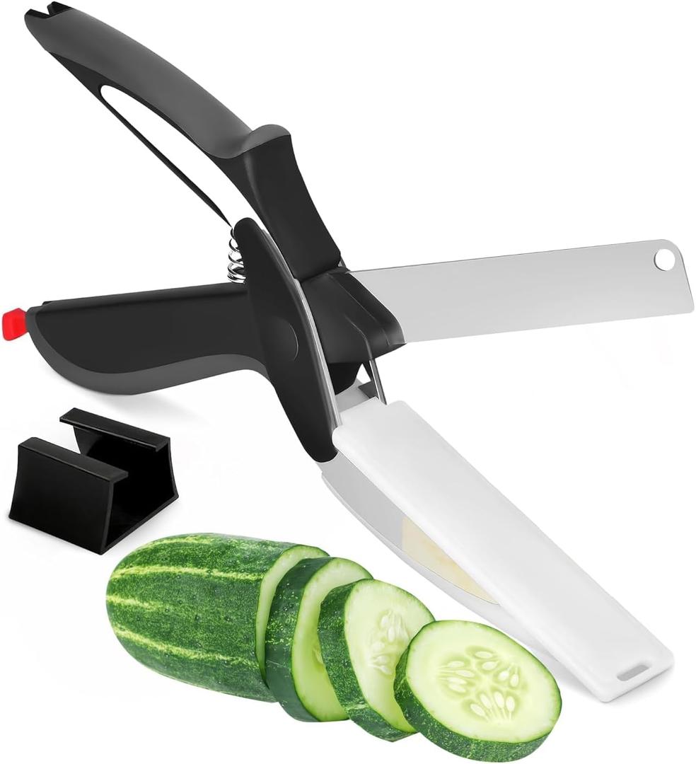 Cutting Board Scissors - 2 In 1 Stainless Steel Vegetable Scissors Cutting Board Knife, Dishwasher Safe, Safety Lock, Rust Resistant - Sharp Kitchen Scissors for Vegetables & Fruits Cutting Board Scissors - 2 In 1 Stainless Steel Vegetable Scissors Cutting Board Knife, Dishwasher Safe, Safety Lock, Rust Resistant - Sharp Kitchen Scissors for Vegetables & Fruits