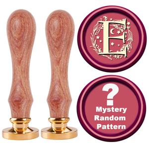 Wax Seal Stamp Set - 2pcs Initial Alphabet E With Mystery Random Pattern for Christmas, Thanksgiving, Envelope, Gift Wrap, Letter - Sealing Kit