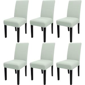JQinHome Smoke Green Chair Covers for Dining Room Set of 6, High Stretch Removable Washable Parsons Chair Slipcover for Home Party Hotel Wedding Ceremony (6PCS,Smoke Green)