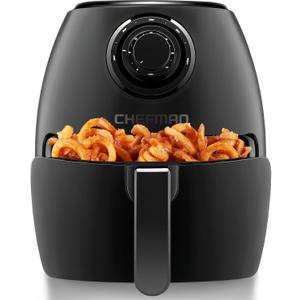 CHEFMAN Small Air Fryer Healthy Cooking, 3.6 Qt, Nonstick, User Friendly and Dual Control Temperature, w/ 60 Minute Timer & Auto Shutoff, Dishwasher Safe Basket, Matte Black, Cookbook Included
