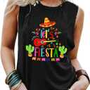 Cinco De Mayo Shirts for Women Fiesta Tank Tops Funny Mexican Party Tshirt Sombrero Graphic Sleeveless 5 De Mayo Tees, Medium