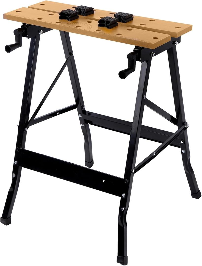 220Lbs Adjustable Folding Workbench with Built-in Ruler & Protractor, for Multipurpose Vise Workbench for Woodworking, Garage
