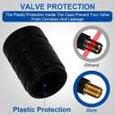 10 x Black Anodized Aluminum Tire Valve Stem Caps with Plastic Inner Sleeve, Corrosion Resistant. Universal Valve Caps for Cars, Trucks, Motorcycles, Pack of 5