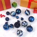 100PCS Christmas Ball Ornaments, Assorted Shatterproof Christmas Tree Decorations, Seasonal Decorative Hanging Baubles Decor Set for Xmas/Holiday/Party, Glitter&Painting Ornament Set (Navy Silver)