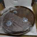 Nesting Coffee Table Set of 2, Modern Round Coffee Tables Nesting Side Table Set, Easy Assembly Nesting Tables for Living Room, Walnut Wood End Tables for Home Office Yard