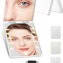 Compact Mirror, Rechargeable 30X Magnifying Mirror with 3 Lighting Modes & Dimmable Brightness, Portable Travel Makeup Mirror with Light, Essentials for Travel, Pocket, Purse, Gifts for Women White