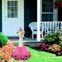 BOXOB Birthday Porch Goose Outfit, Cute Conical Hat and Gauze Skirt Costume for 17 Inch 23 Inch Cement & Plastic Goose Garden Lawn Yard Decoration (Pink)