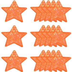MECCANIXITY 20 Pcs Sequin Star Iron on Patches, 2.6 x 2.4 Inch Embroidery Sequin Patches for Clothing Repair Backpack Shoes Decoration, Orange
