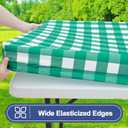 Smiry Picnic Table Cloth 2 Pack, Waterproof Elastic Fitted Tablecloths for 8FT Rectangle Tables, Washable Polyester Buffalo Plaid Tablecloth for Camping, Dining & Outdoor (Green & White, 30" x 96")
