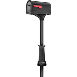 Architectural Mailboxes 7980B-10 Roxbury Mount Mailbox and Premium Steel Post Combo, Medium, Black